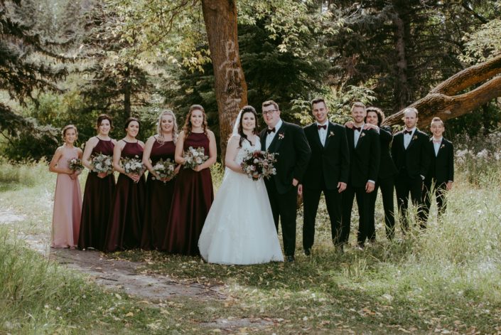 Rustic Burgundy and Dusty Rose Bridal Party