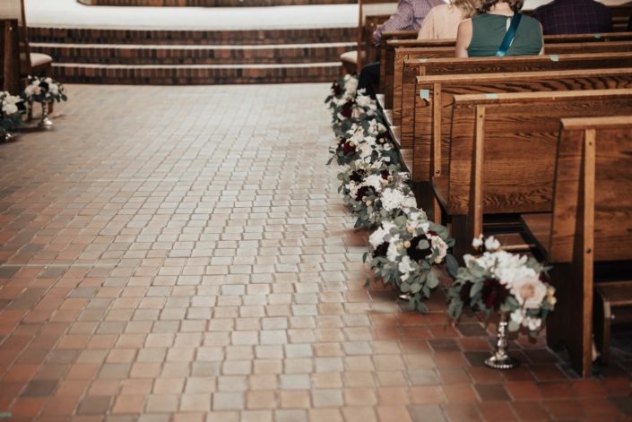 Burgundy and white Aisle Markers