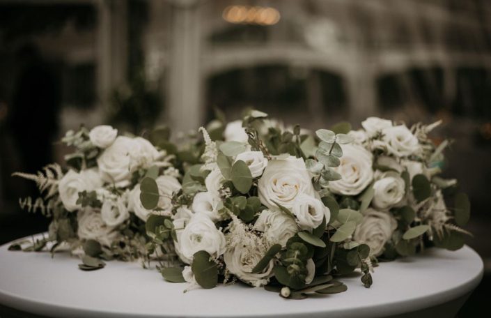 white and green bouquets