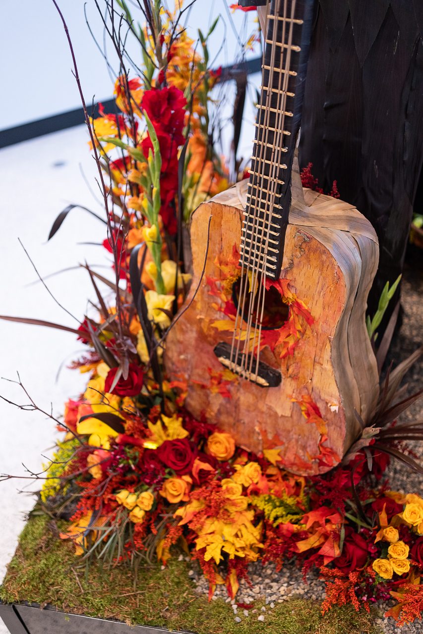 A close up of the Johnny's guitar