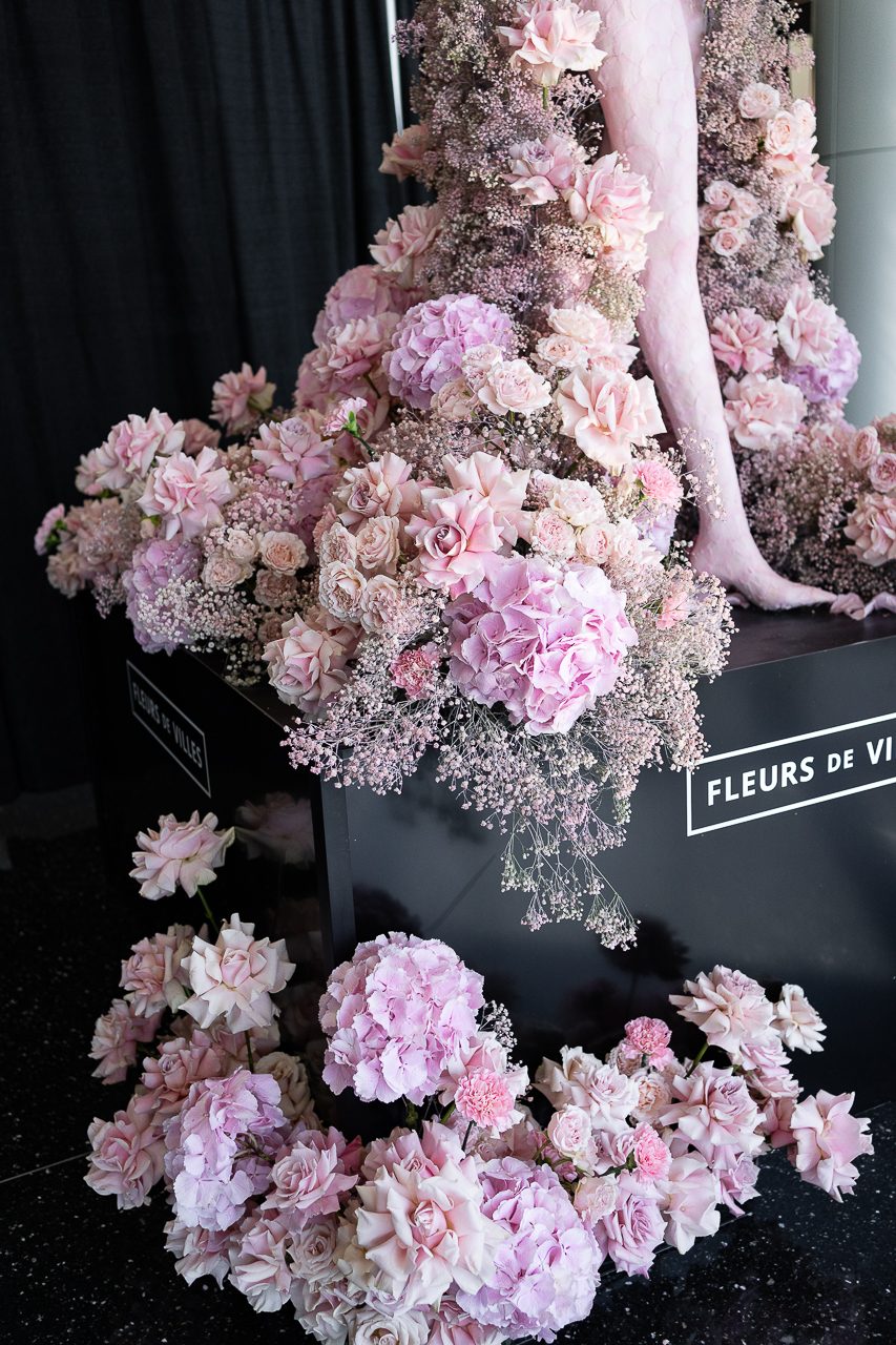 The clouds of pink flowers also spilled of of the platform and onto the floor, stunning