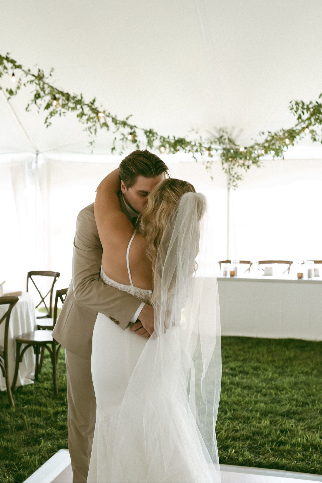 Connor and Katrina embrace after their first look prior to the ceremony.