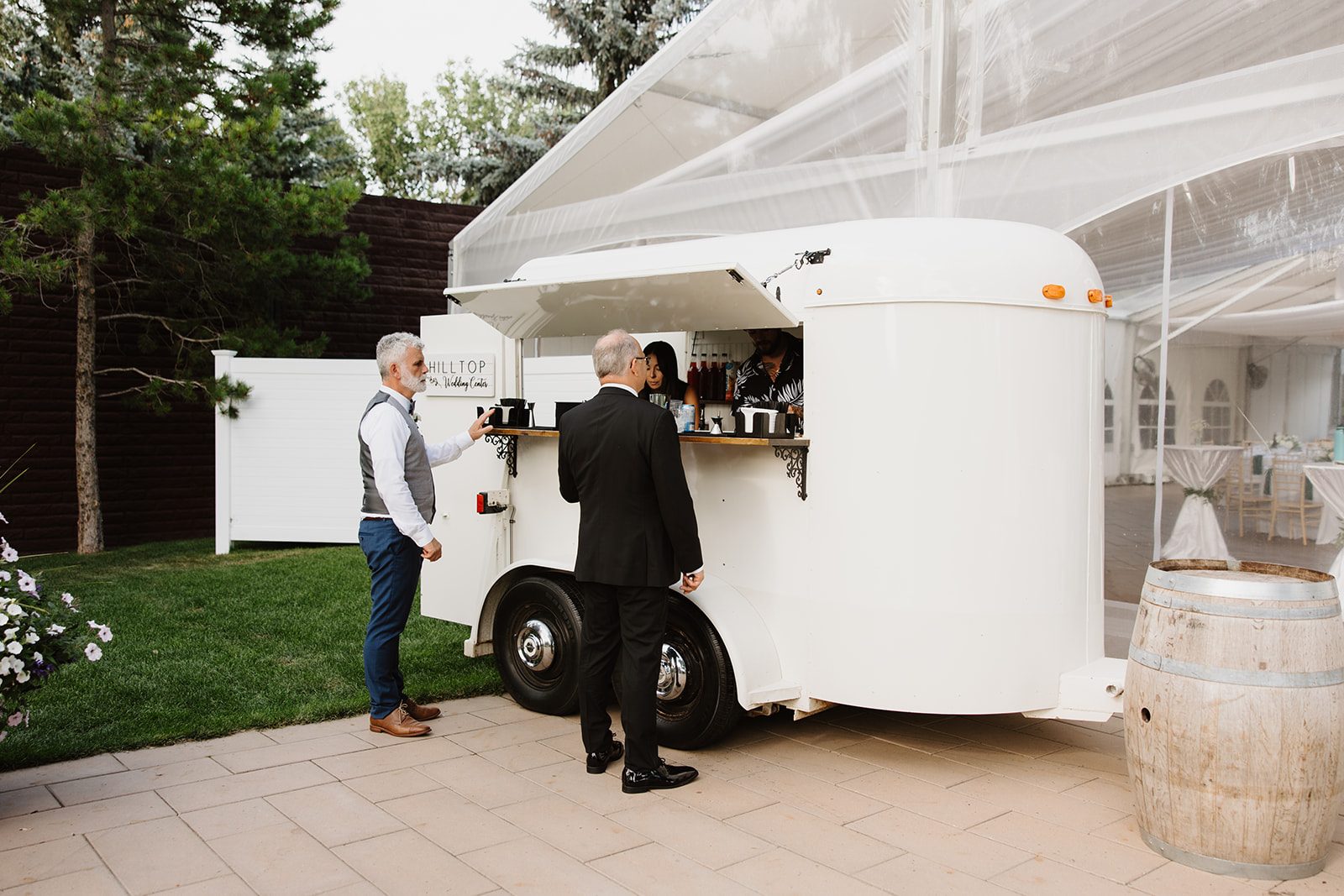Cassidy + Adon Cute food truck for the green and white wedding reception at Hilltop Wedding Center.