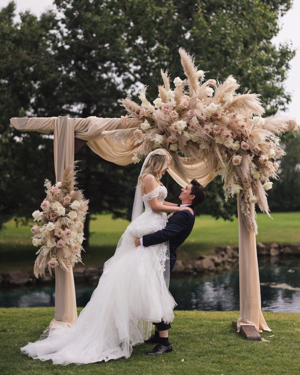 Blush + Beige Arch Floral Accents