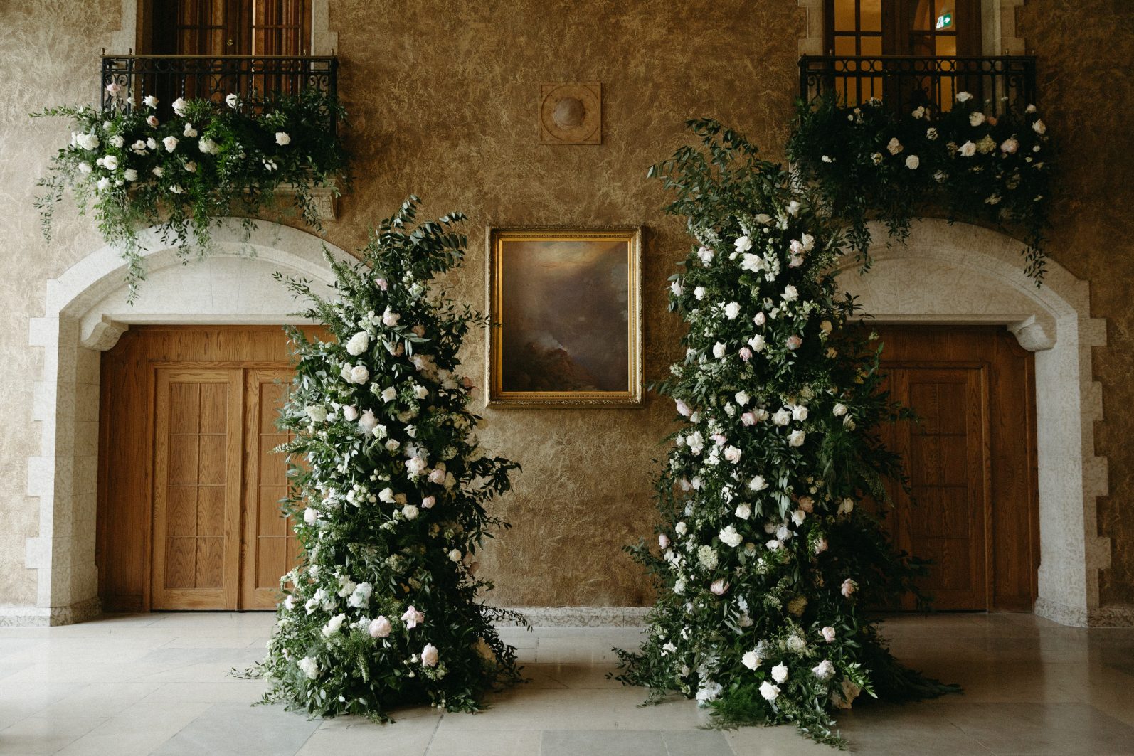Luxury White + Green Broken Arch