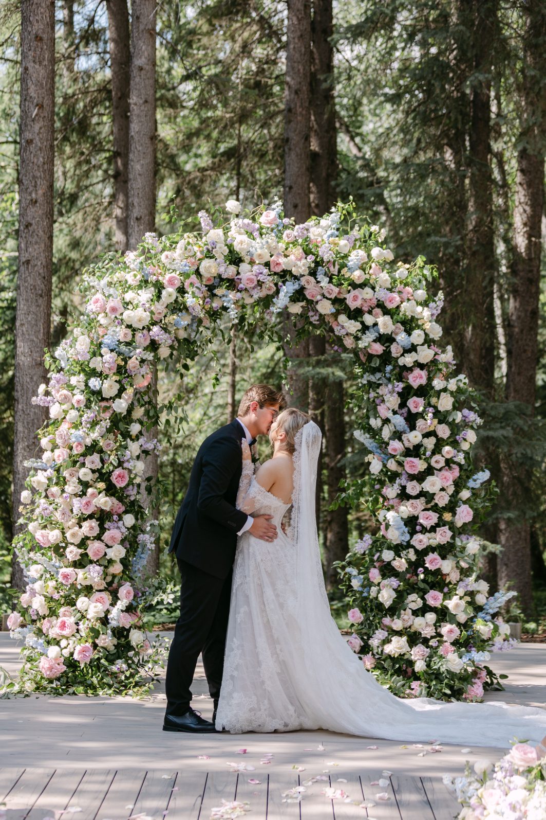 Pastel Pink + Blue Floral Arch at Archway Manor
