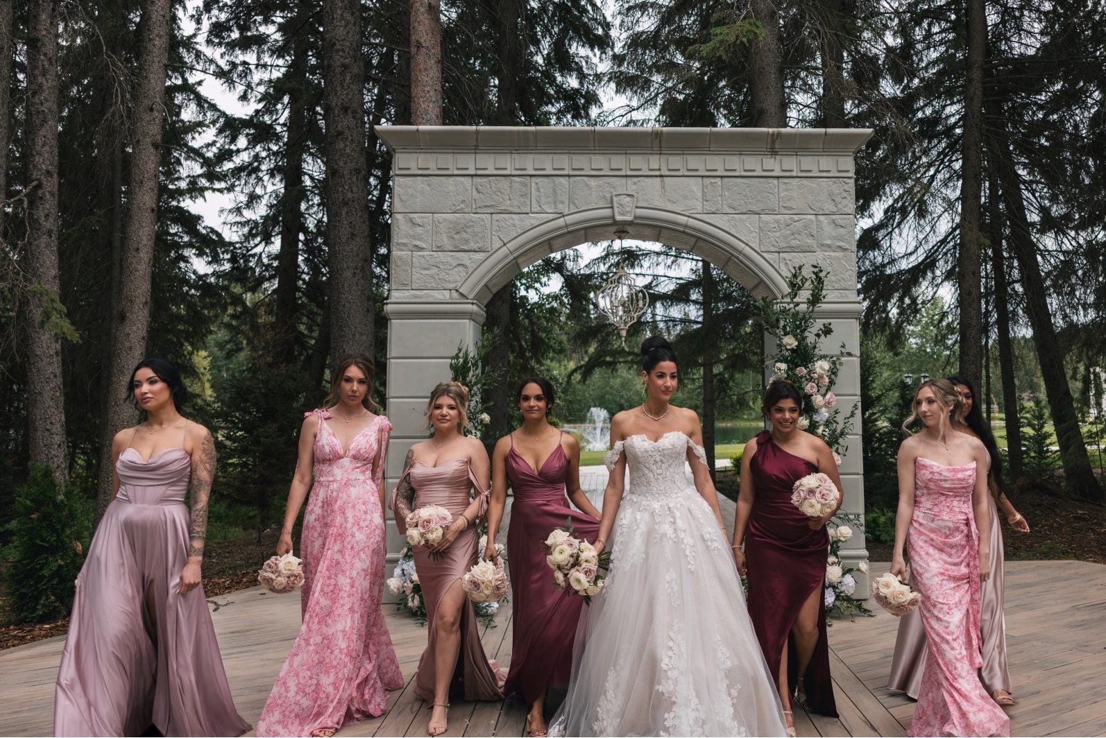 Blush Bride + Bridesmaids at Archway Manor