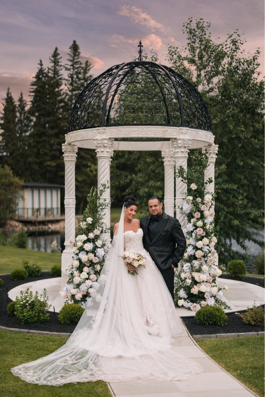 Blush Calyx Couple at Archway Manor Gazebo