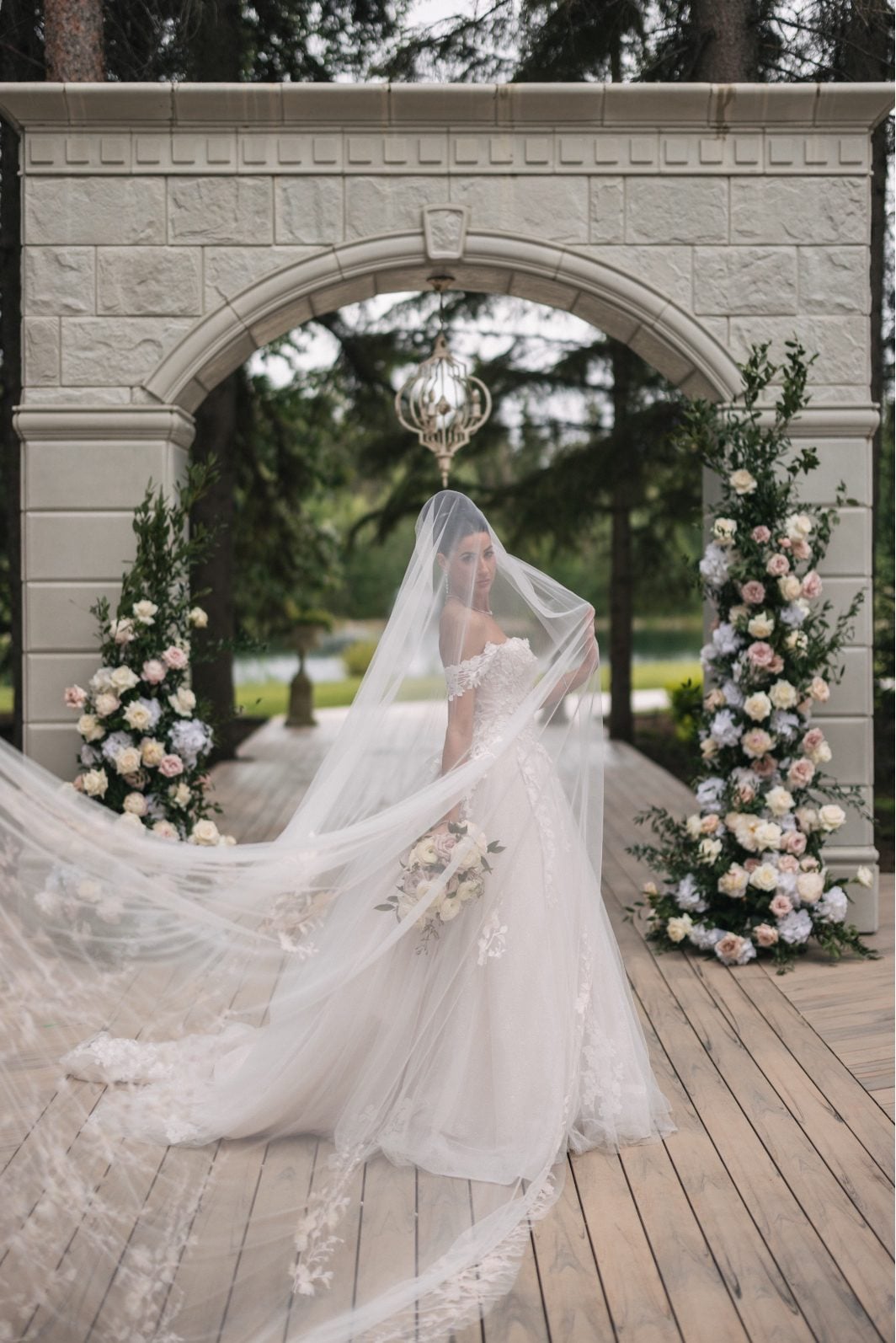Blushing Bride under Veil at Archway Manor