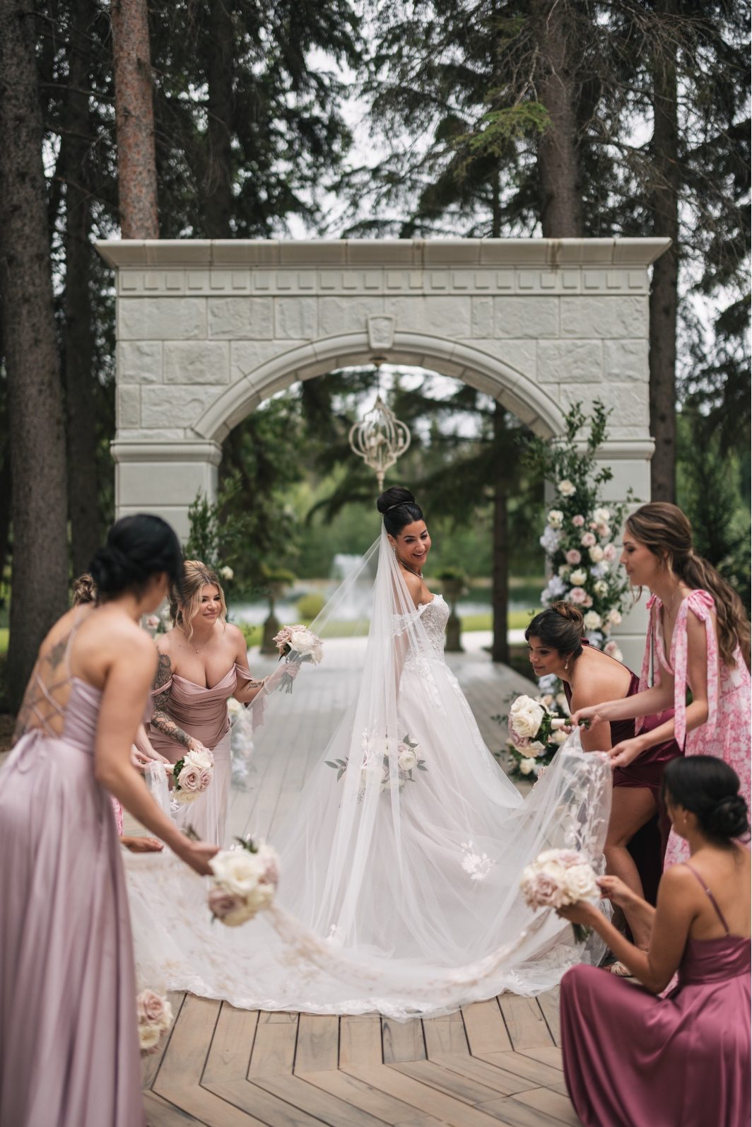 Bride with Bridesmaids at Archway Manor