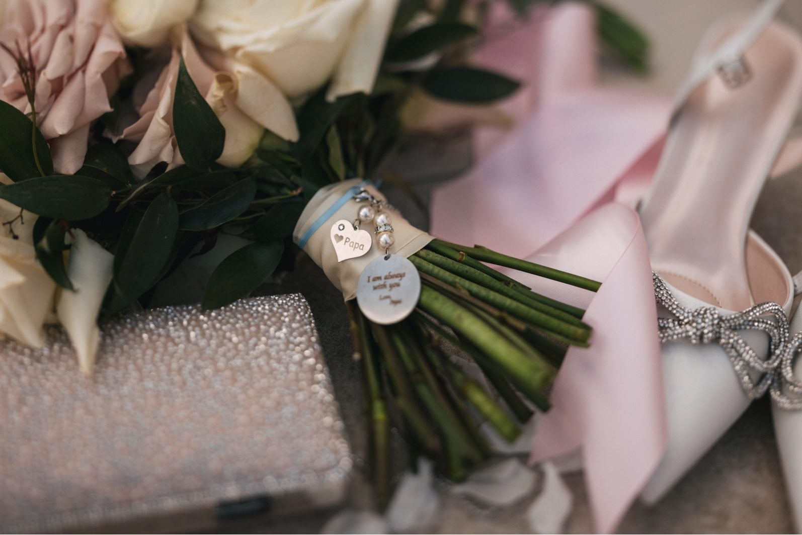 Champagne + Blush Bridal Bouquet Memorial Accents