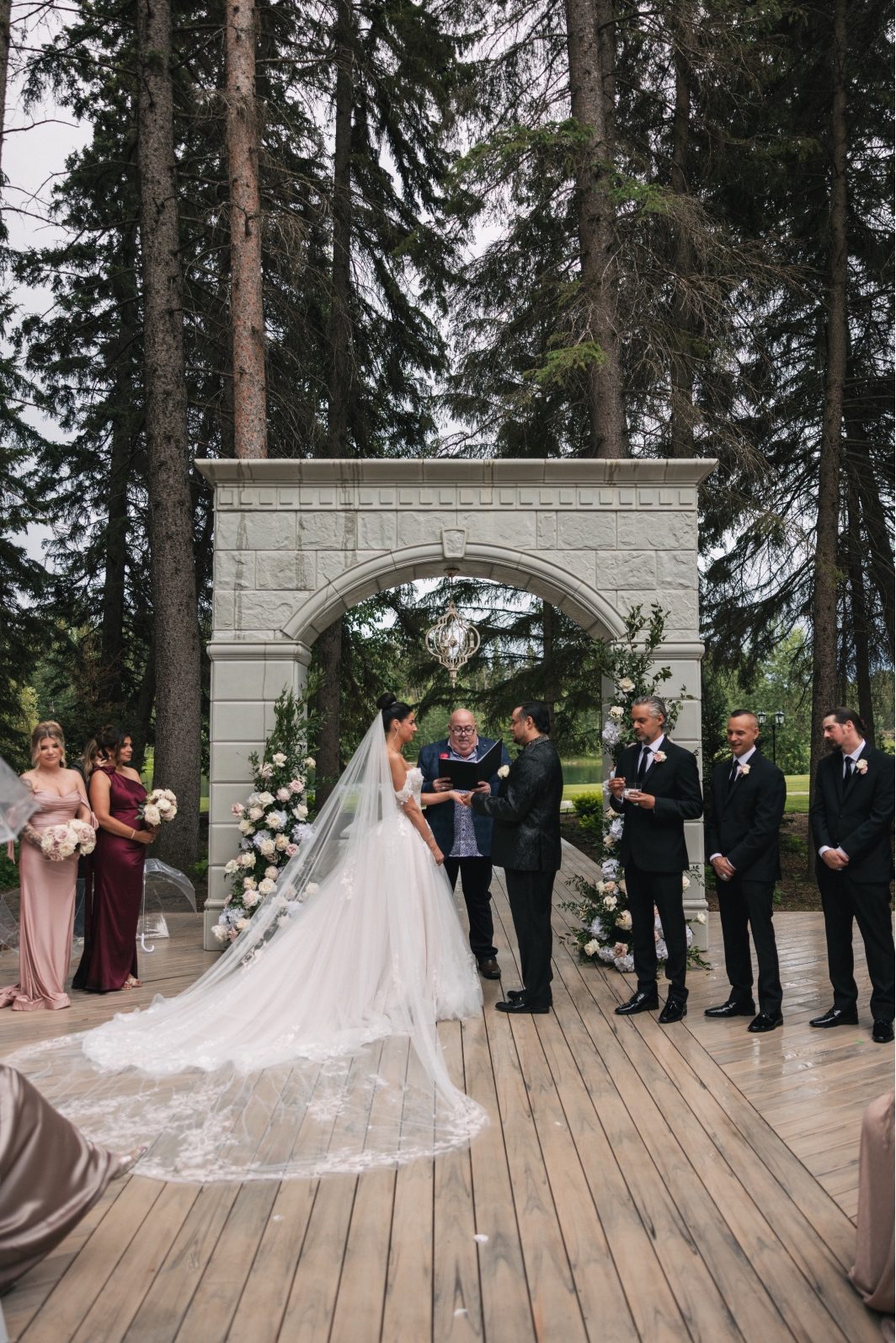 Champagne + Blush Wedding Ceremony at Archway Manor