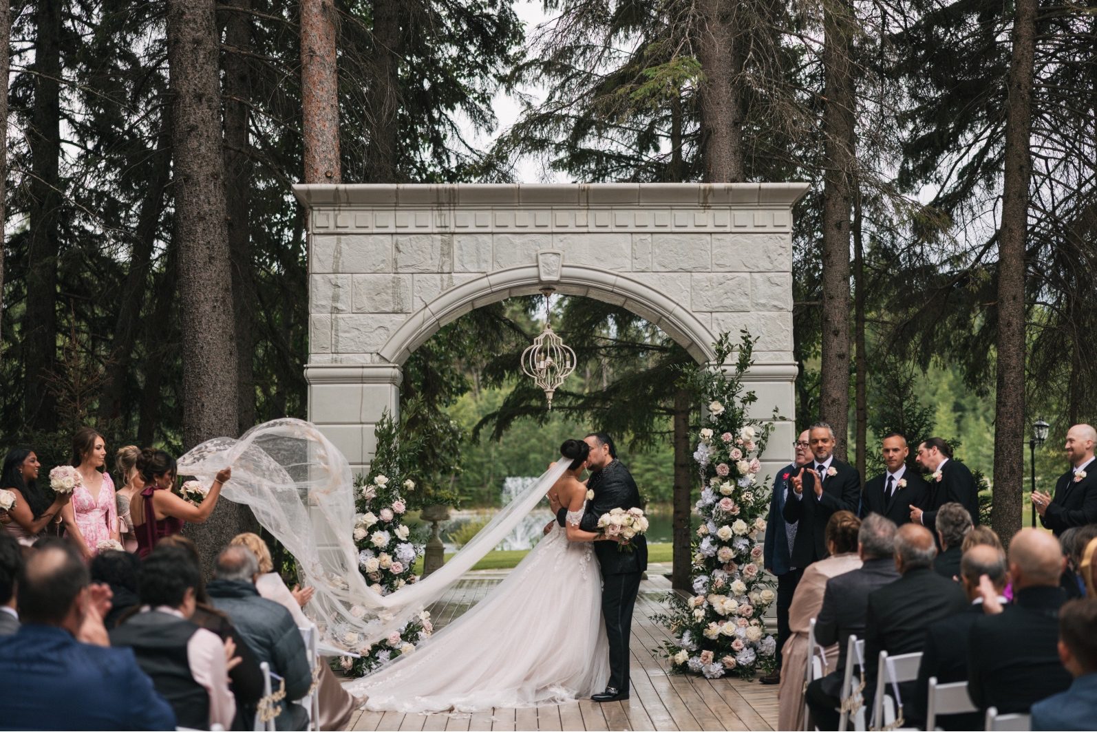 Kiss at Champagne and Blush Ceremony